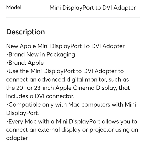 Apple Mini Display Port to DVI Adapter #A1305 - Picture 6 of 9